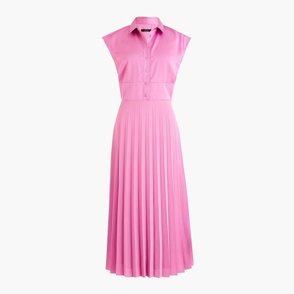 J. Crew Dresses & Skirts - 🏷 New J Crew Midi Shirtdress Pleated Skirt Pink 4